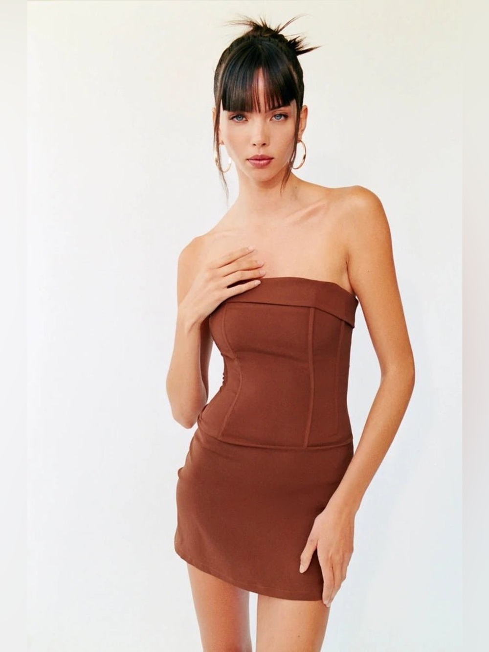 With Jean Chloe corset dress in brown